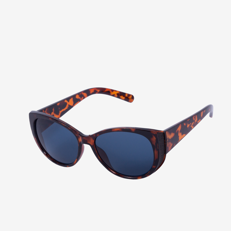 Brązowe damskie okulary przeciwsłoneczne w panterke z brokatowymi wstawkami - Akcesoria