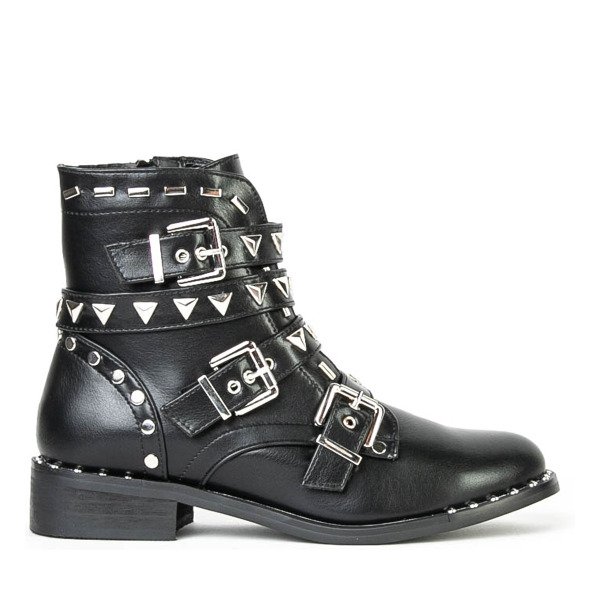 Czarne workery z ćwiekami Ismeralda