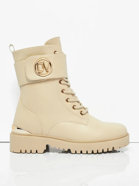 Botki Damskie Stella Beżowe Skórzane Eleganckie na Jesień