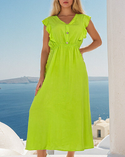 Royalfashion Damska sukienka midi z guzikami