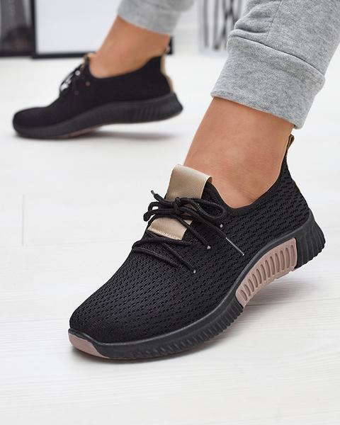 Czarne damskie buty sportowe z brązowymi wstawkami Keteti - Obuwie