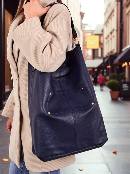 Wysoka torebka damska shopper 2 częściowa eko skórzana Hollow Grace