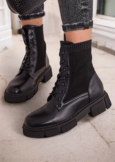 Ażurowe Damskie botki na płaskim obcasie Rowic