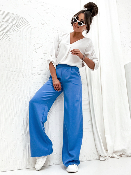 Royalfashion Szerokie spodnie damskie materiałowe