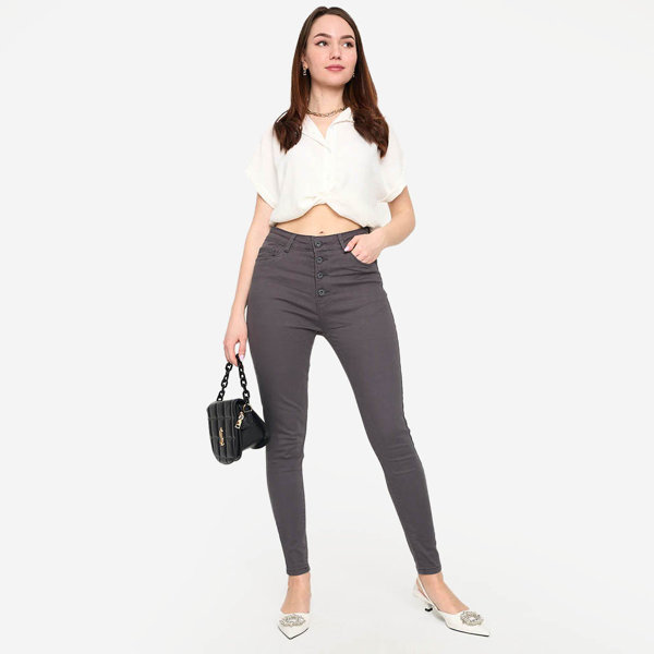 Royalfashion Ciemnoszare jeansy damskie rurki