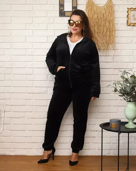 Royalfashion Czarny damski komplet dresowy PLUS SIZE