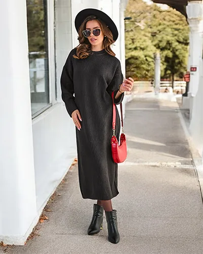 Royalfashion Damska długa sukienka swetrowa