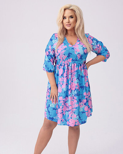 Royalfashion Damska sukienka do kolan z printem PLUS SIZE