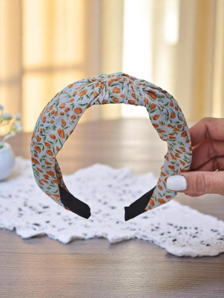 Royalfashion Opaska do włosów z kokardką w kwiatuszki Lilia