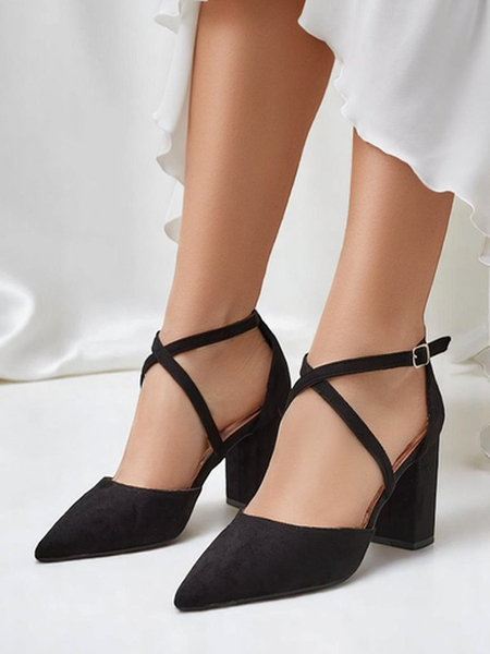 Royalfashion Damskie czółenka eko zamszowe z paseczkami Kanastru