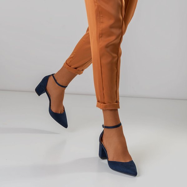 Granatowe damskie sandały na słupku Rumila - Obuwie