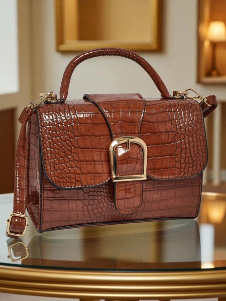 Lakierowana Mała damska torebka z eko skóry Orlina