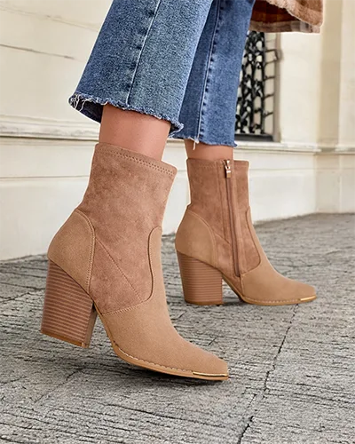 Royalfashion Eko-zamszowe damskie botki na słupku Gris