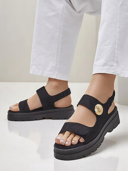 Сандалі жіночі Royalfashion Anthea Nero – чорна замша, платформа 5 см