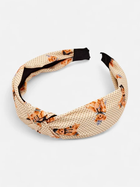 Royalfashion Opaska do włosów z pleceniem w kropki i misie
