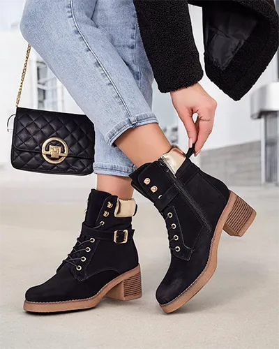 Royalfashion Botki damskie na niskim obcasie Nedelin