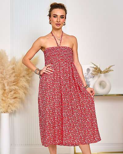 Royalfashion Damska sukienka midi w kwiaty