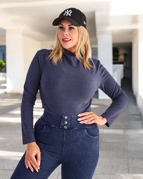 Royalfashion Granatowy sweter typu półgolf