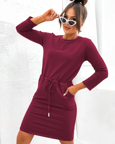 Royalfashion Damska sukienka tkaninowa do kolana