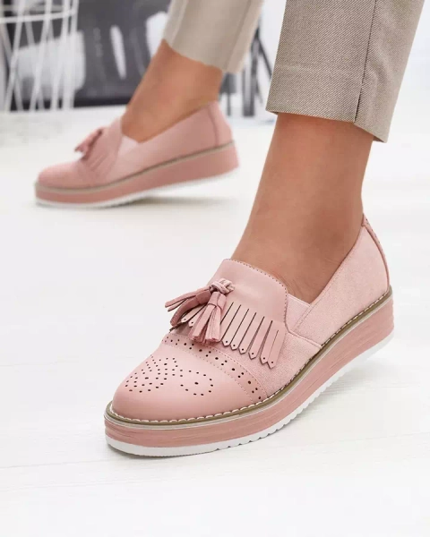 Royalfashion Różowe półbuty damskie na niskim koturnie Veolita