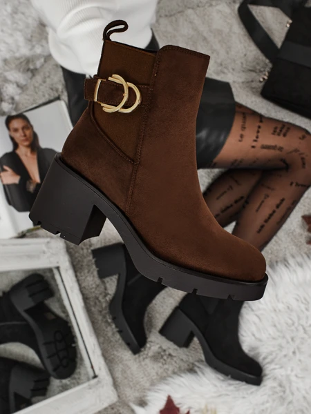 Botki damskie eko zamszowe na słupku Solenya