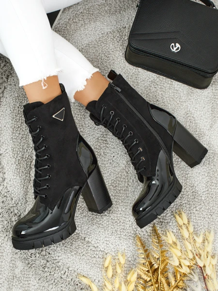 Жіночі ботильйони еко замшеві на підборах-стовпчику Event Bramble