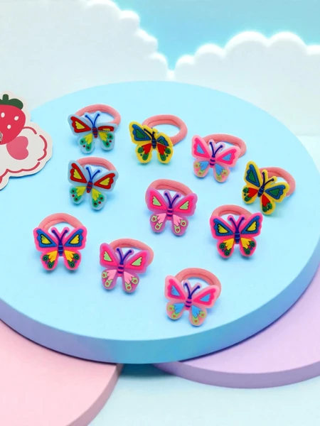 Kolorowe gumki do włosów z motylami