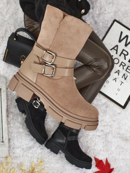 Wyższe botki damskie eko zamszowe Callire