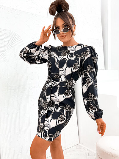 Royalfashion damska sukienka z ozdobnym printem