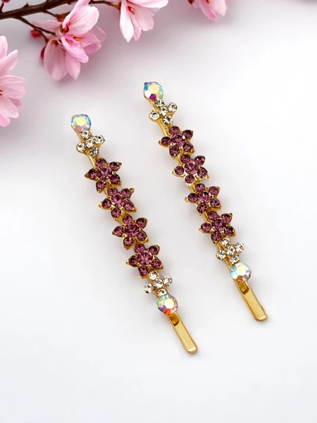 Royalfashion Wsuwki do włosów z cyrkoniami kwiatuszkami Sparkle Blossom