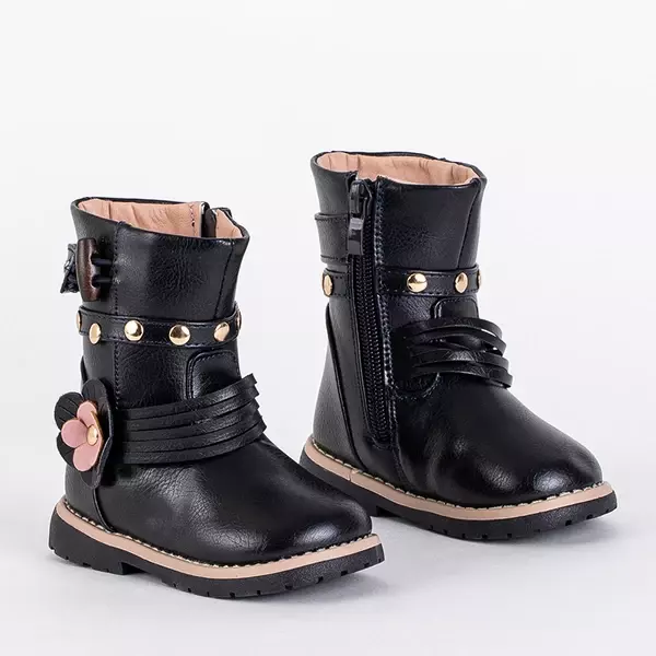 OUTLET Dziecięce botki granatowe z eko skóry Kisso- Obuwie