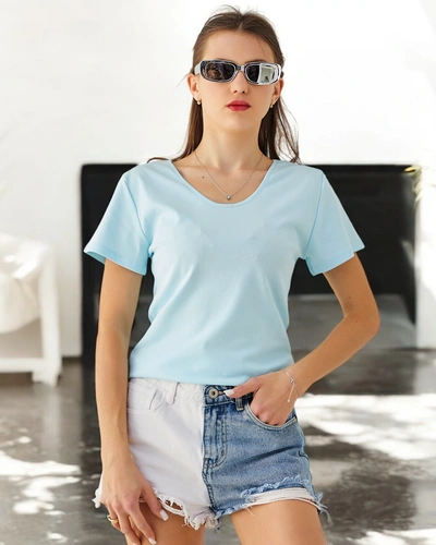 Royalfashion Bawełniany damski t-shirt z koronką na plecach