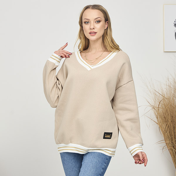 Bluza damska z ociepleniem w kolorze beżowym- Odzież