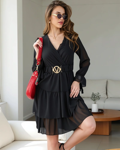 Royalfashion Сукня-міні для жінок з рюшами та запахом