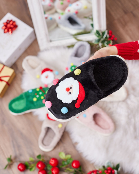 Royalfashion Świąteczne damskie kapcie w kolorze czarnym Fertemse