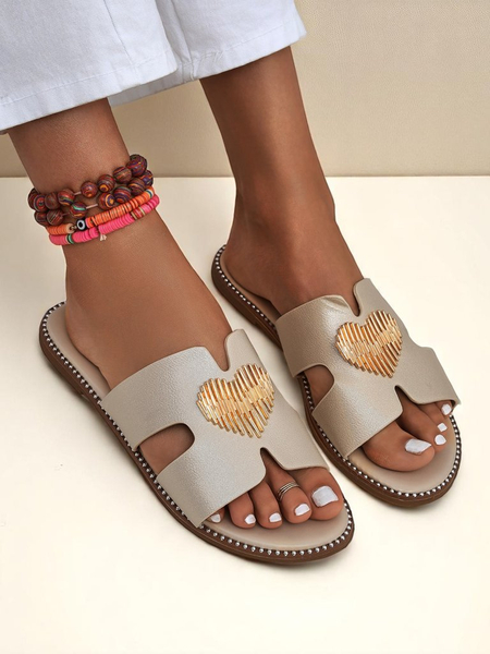 Royalfashion Жіночі шльопанці на плоскій підошві Heart Chic