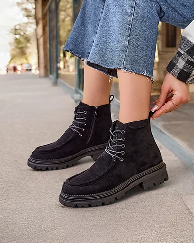 Royalfashion Botki damskie sznurowane Rullose