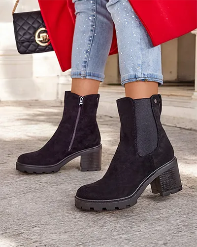 Royalfashion Eko-zamszowe damskie botki na słupku Weggis