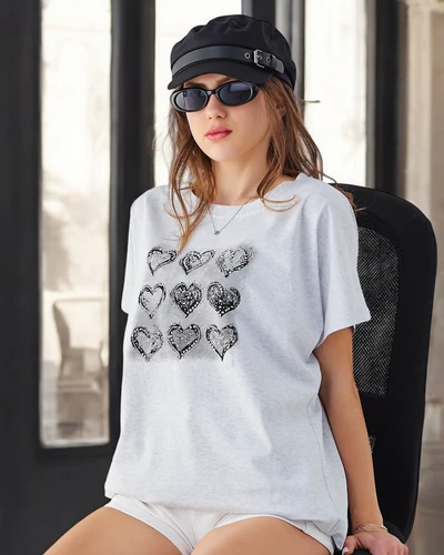 Royalfashion Bawełniany damski t-shirt A lot of Hearts