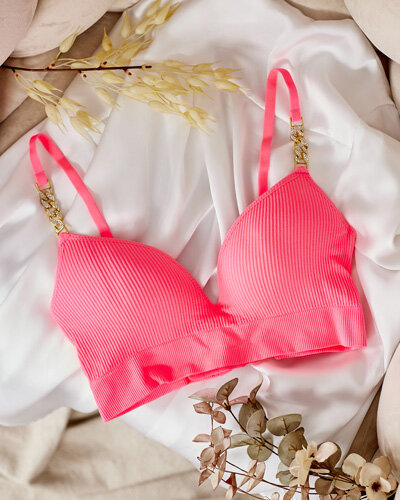 Royalfashion Damski biustonosz prążkowany z ozdobnymi ramiączkami