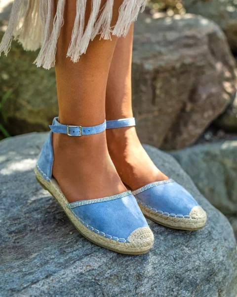Royalfashion Damskie espadryle z cyrkoniami w kolorze niebieskim Rieta