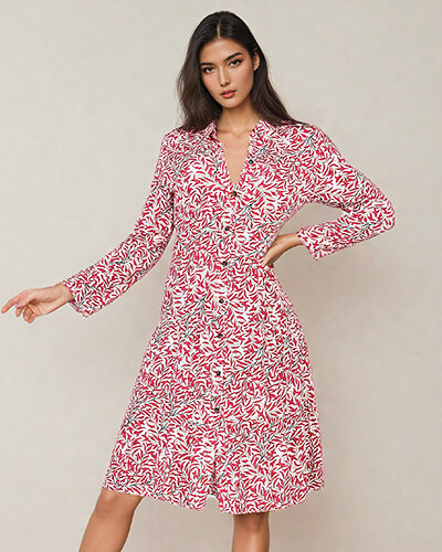 Royalfashion Damska sukienka midi z printem