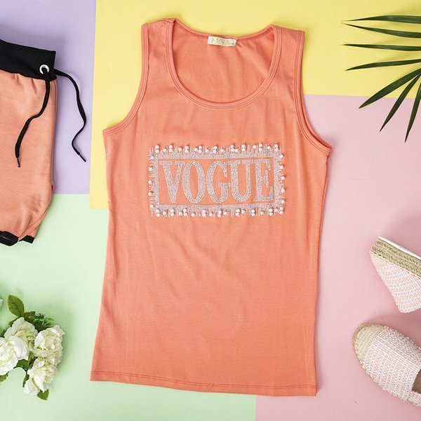 Royalfashion Różowy damski top z cyrkoniami