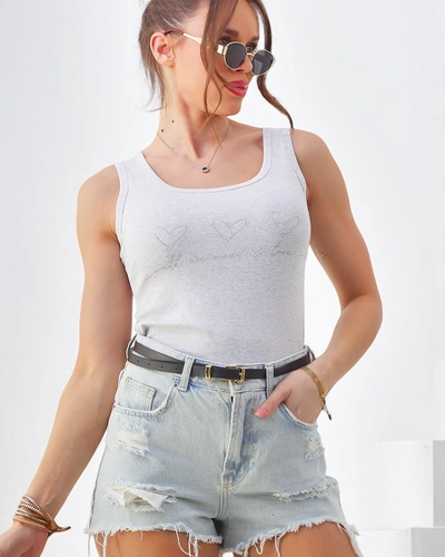 Royalfashion Бавовняний жіночий топ без рукавів з маленькими сердечками