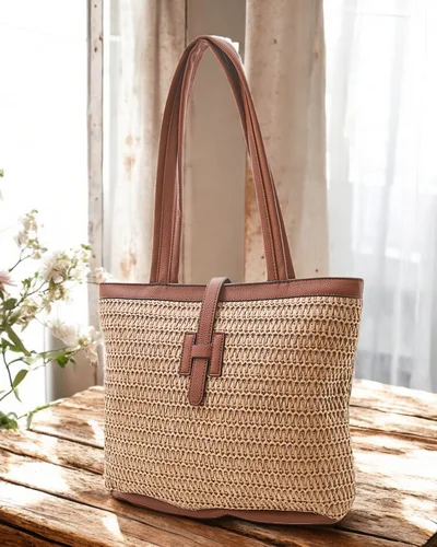 Royalfashion Duża słomiana torebka damska