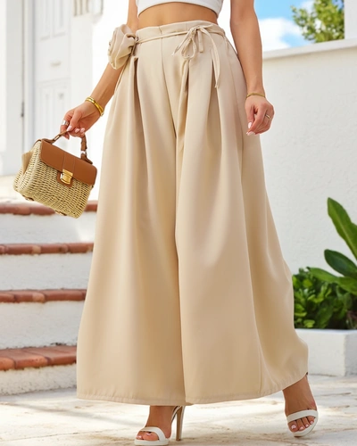 Royalfashion Елегантні широкі жіночі штани з декоративною квіткою на талії