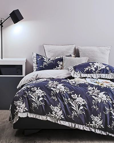 Royalfashion Wzorzysta pościel z falbanką 160x200 komplet 3 CZĘŚCI