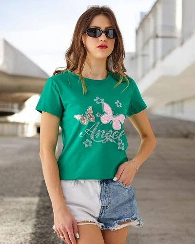 Royalfashion Bawełniany damski t-shirt Butterfly