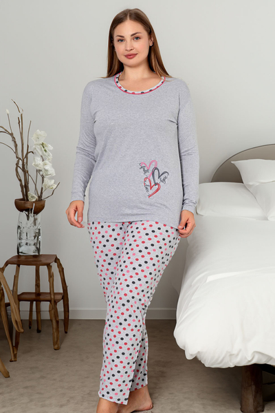 Royalfashion Bawełniana damska 2-częściowa piżama w kropki PLUS SIZE
