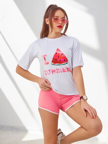 Royalfashion Damski komplet sportowy z t-shirtem i krótkimi spodenkami Watermelon
